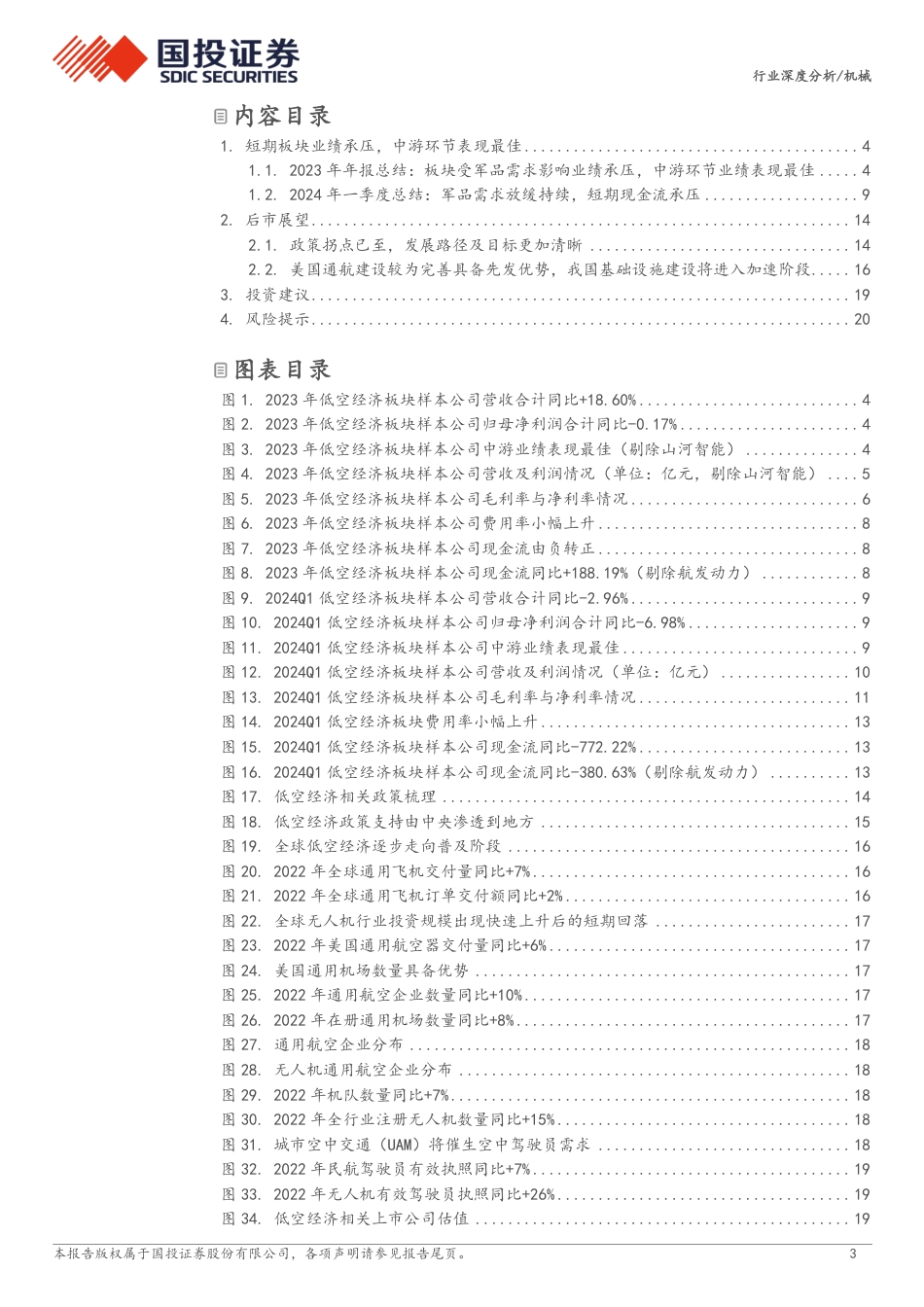 低空经济2023年年报及2024年一季报综述：政策拐点已至，中游环节业绩表现最佳_第3页