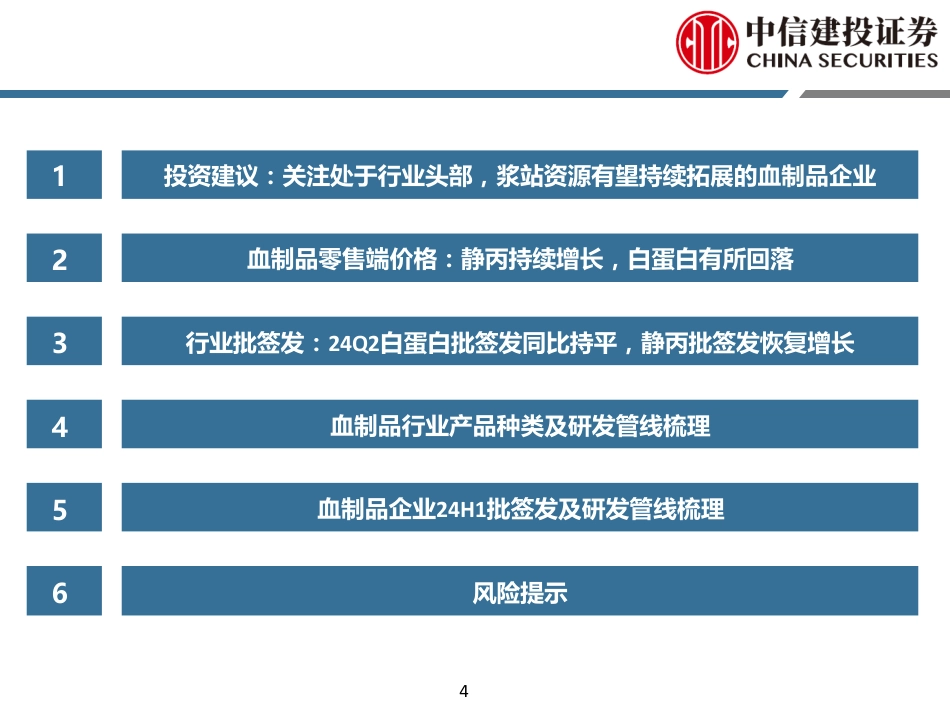 医药行业动态研究：2024年1-6月血制品行业纵览，24Q2白蛋白批签发同比持平，静丙批签发恢复增长-240723-中信建投-75页_第4页