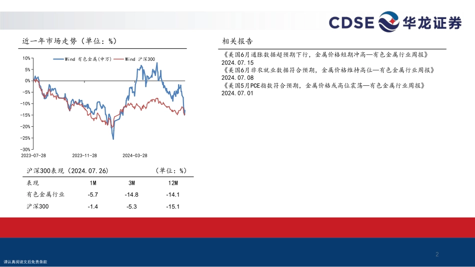 有色金属行业2024年中期投资策略：长期逻辑逐步兑现，积极把握短期调整机会-240729-华龙证券-24页_第2页