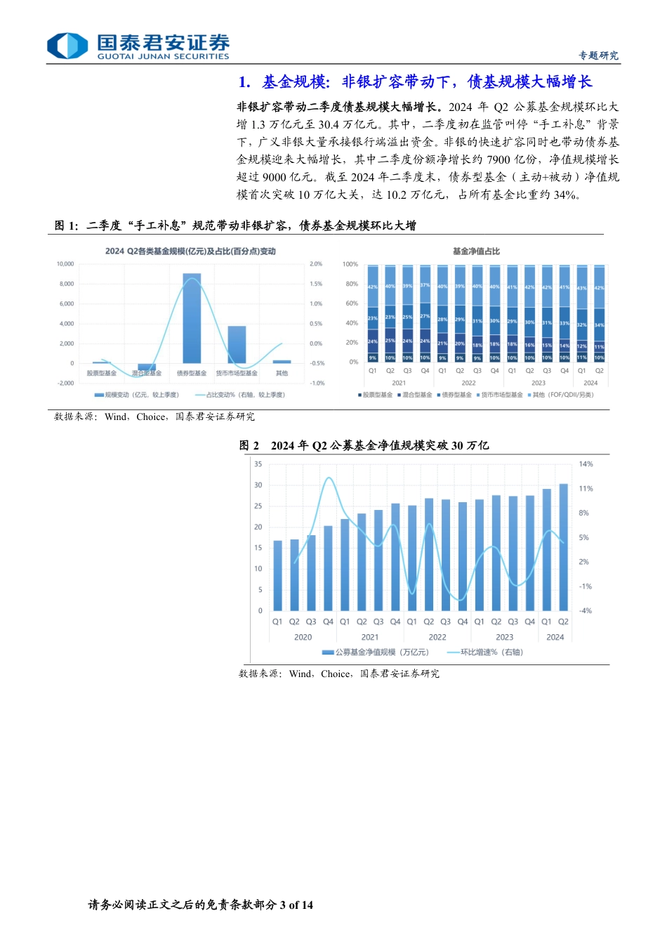 债券型基金2024Q2季报分析：资金出表加资产荒，债基规模扩张与久期策略轮动-240722-国泰君安-14页_第3页