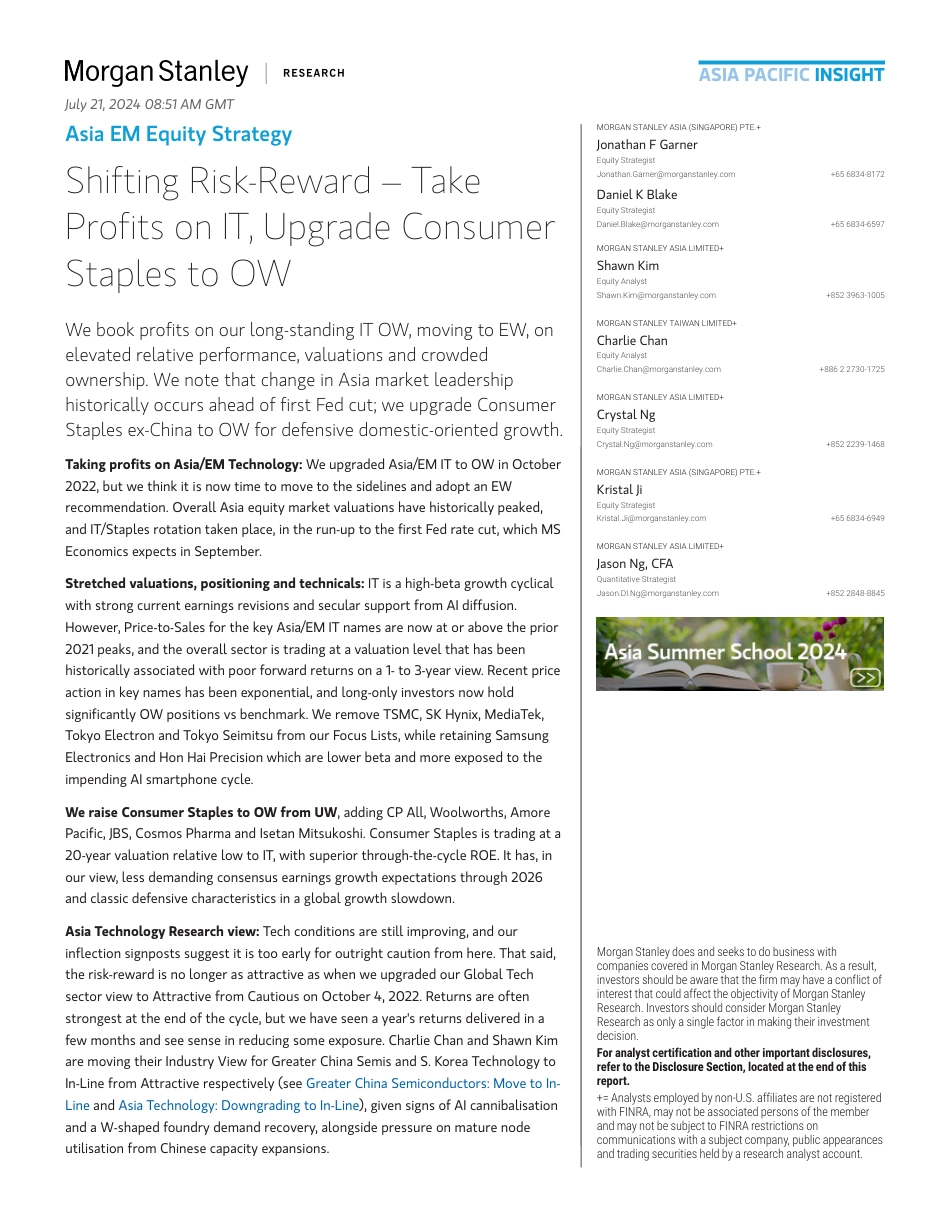 Morgan Stanley-Asia EM Equity Strategy Shifting Risk-Reward – Take Profits...-109333441_第1页