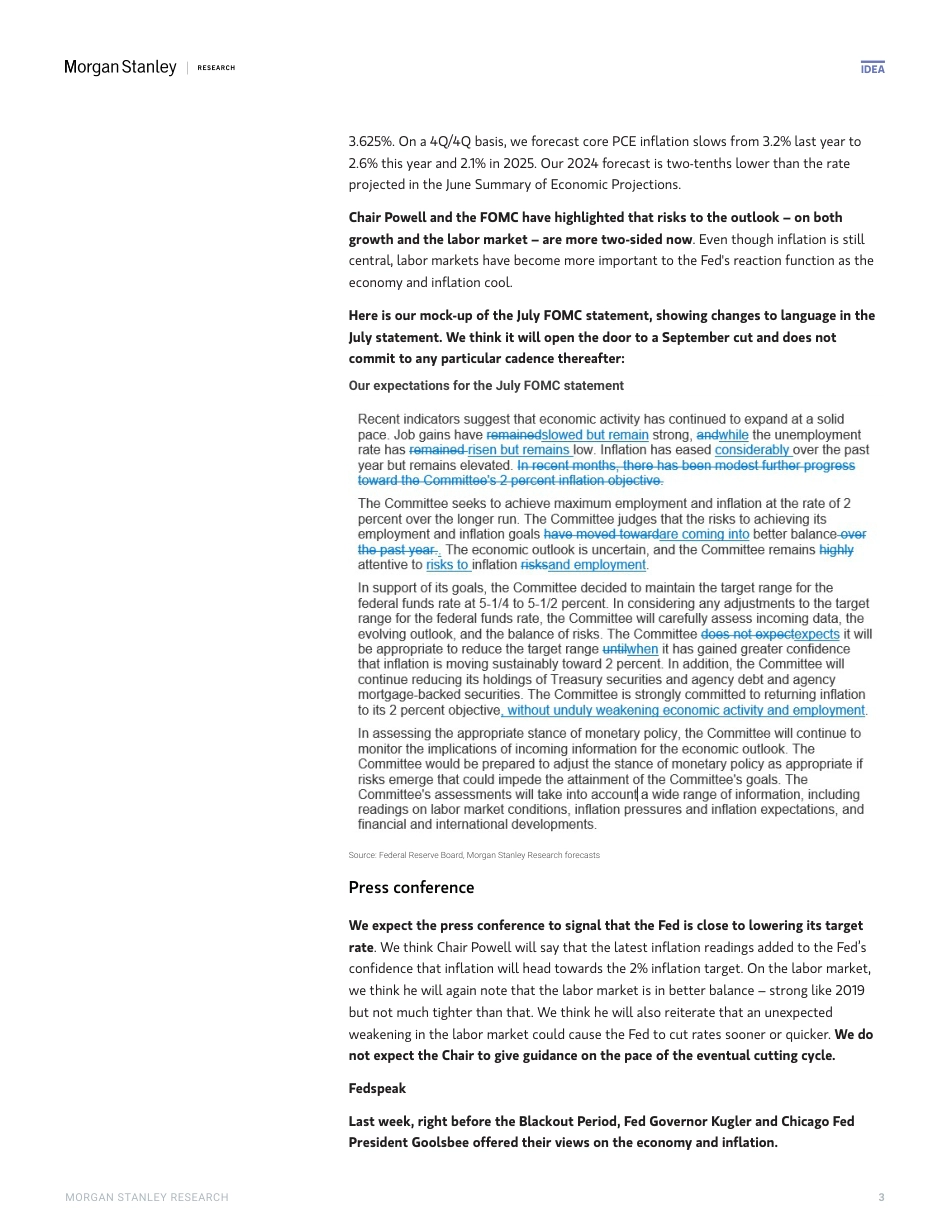 Morgan Stanley Fixed-US Economics  Global Macro Strategy FOMC Preview July Mee...-109426616_第3页