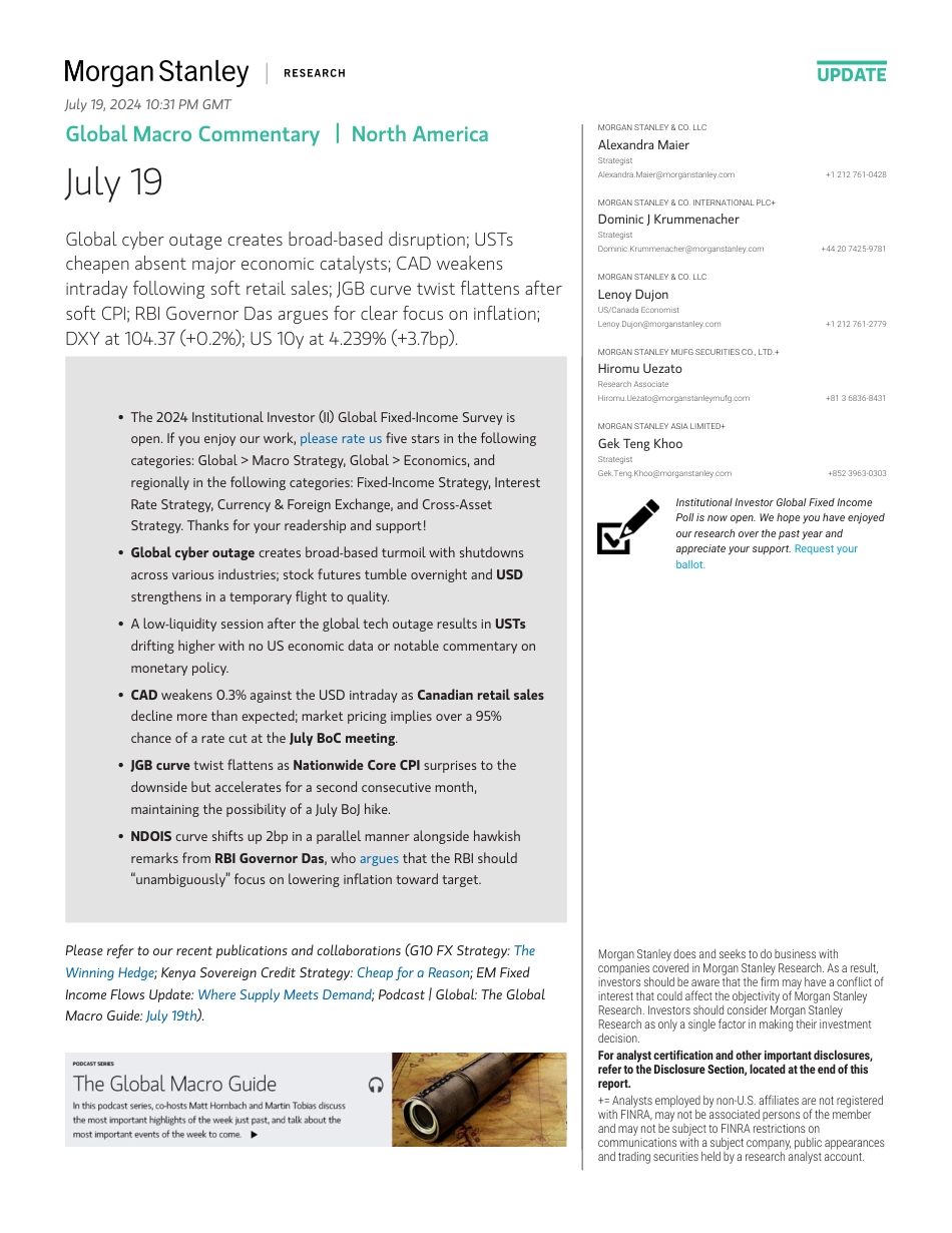 Morgan Stanley Fixed-Global Macro Commentary July 19-109315214_第1页