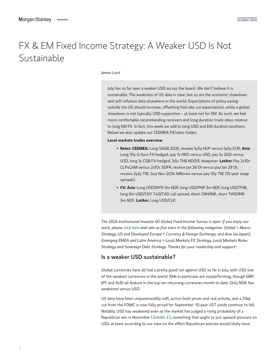 Morgan Stanley Fixed-Global EM Strategist USD Weakness Is Not Sustainable-109233049_第2页