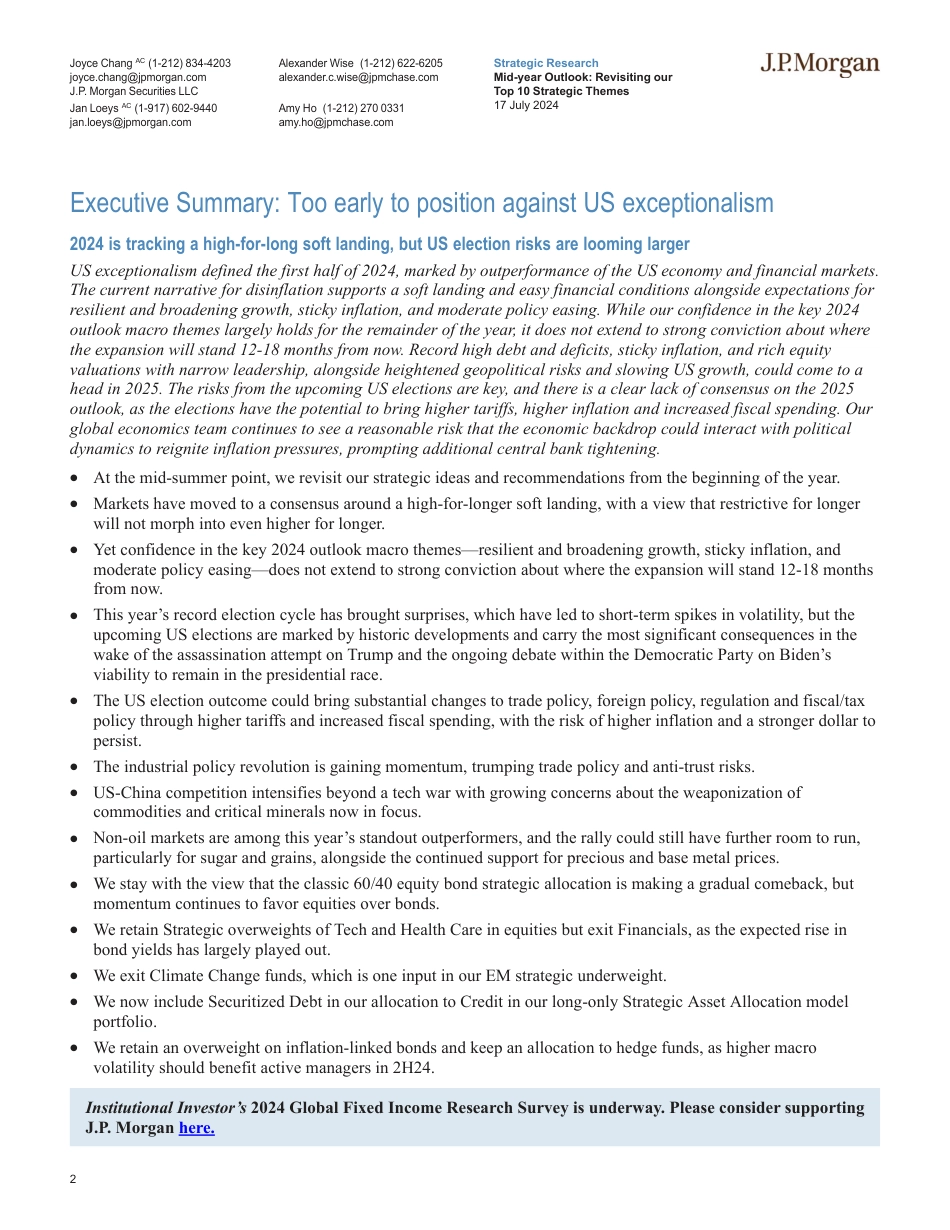 JPMorgan Econ  FI-Mid-year Outlook Revisiting our Top 10 Strategic Themes Sti...-109284131_第2页