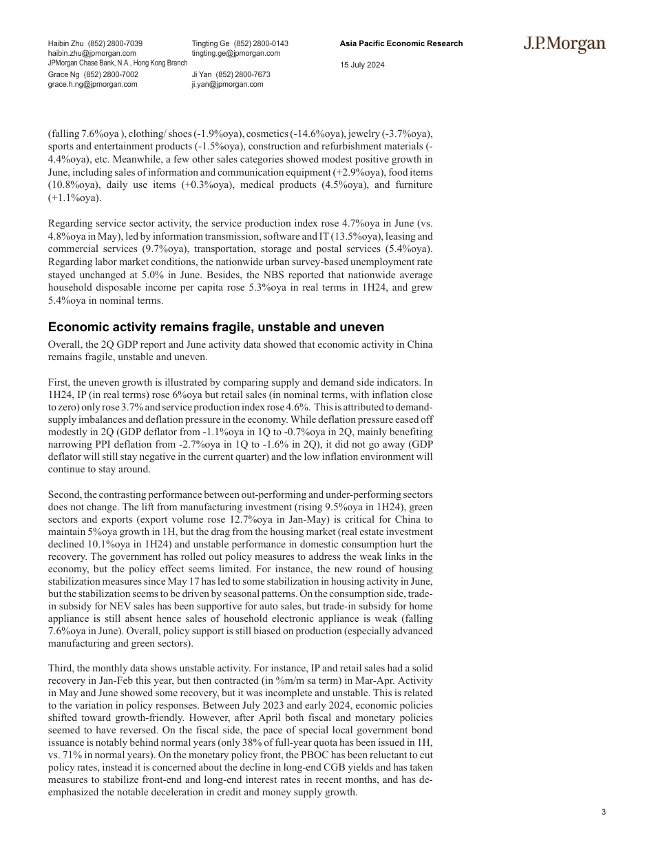 JPMorgan Econ  FI-China 2Q GDP misses expectations as activity remains fragile...-109231064_第3页