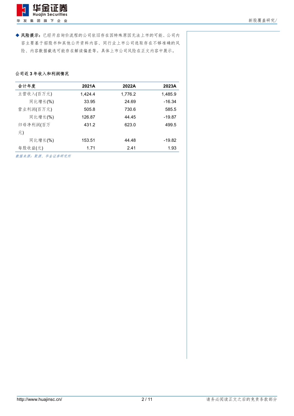 巍华新材(603310)新股覆盖研究-240726-华金证券-11页_第2页