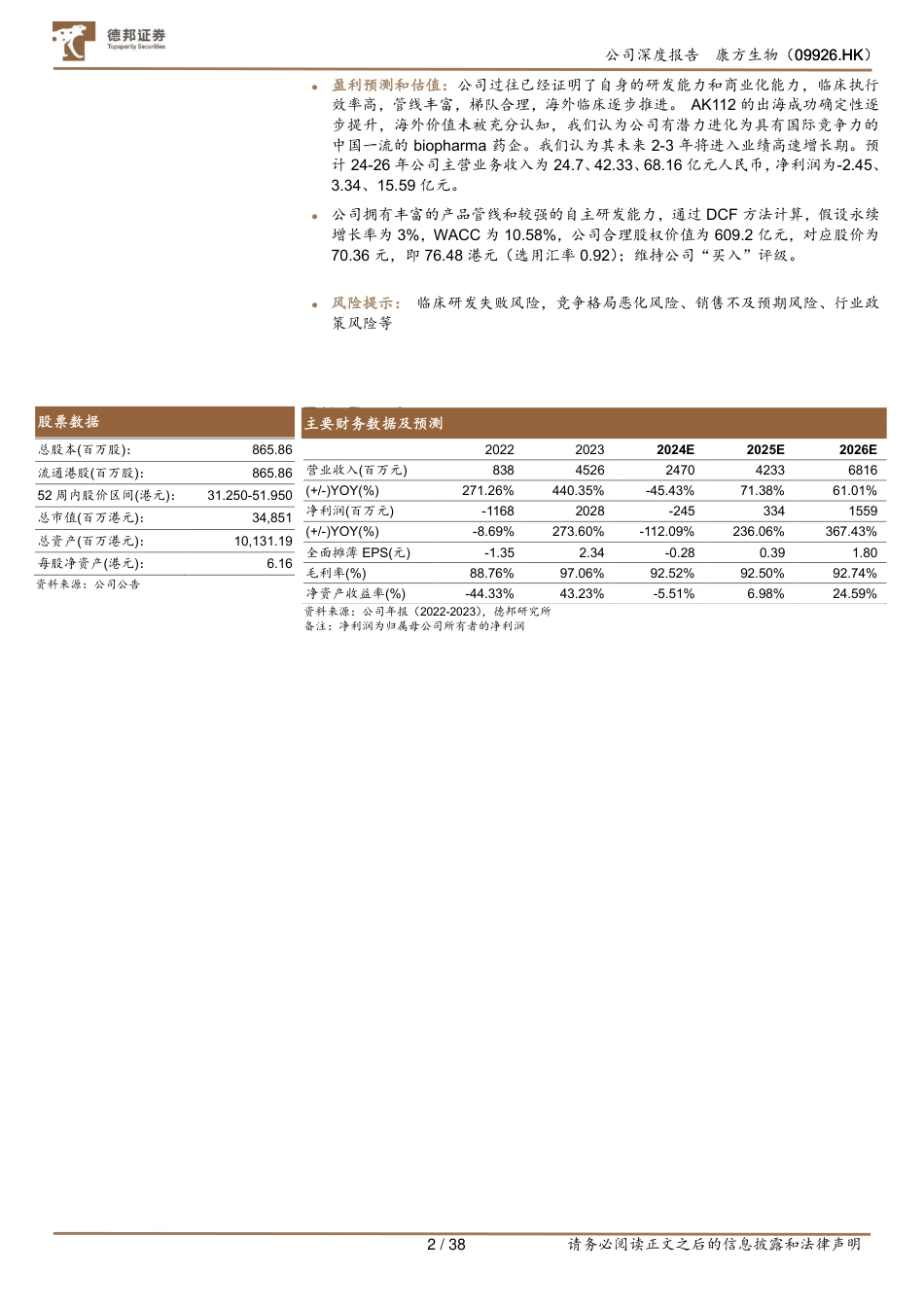 康方生物(09926.HK)AK112获批%2b击败K药，创新药龙头价值当被重估-240719-德邦证券-38页_第2页