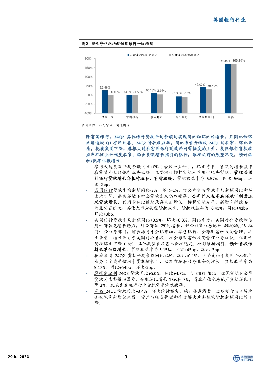 美国银行行业：美资银行24Q2业绩总结-240729-海通国际-18页_第3页