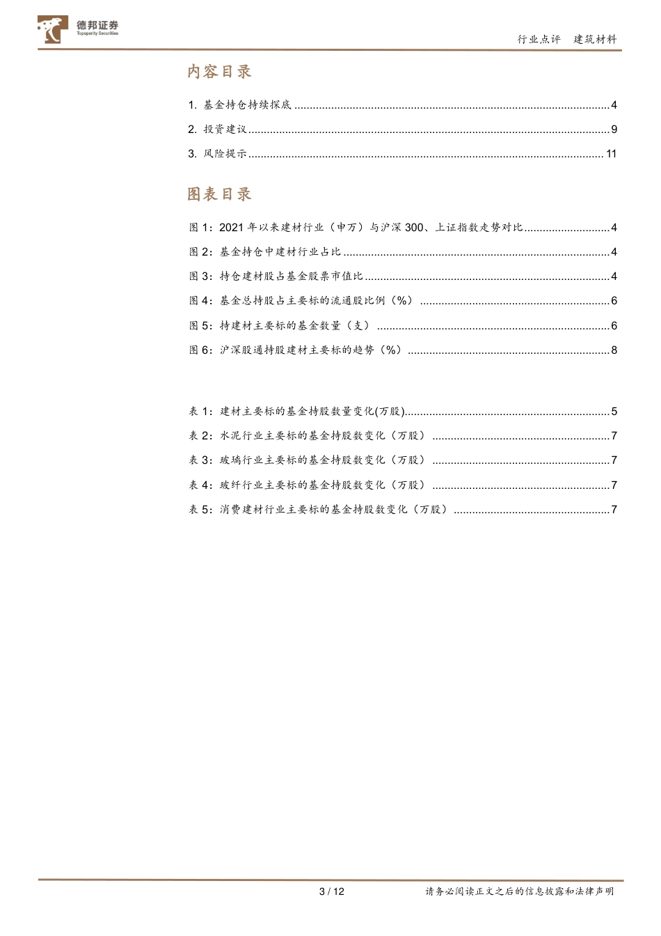 建材行业基金持仓点评：建材板块基金持仓环比再下降，持仓比例再探新低-240719-德邦证券-12页_第3页