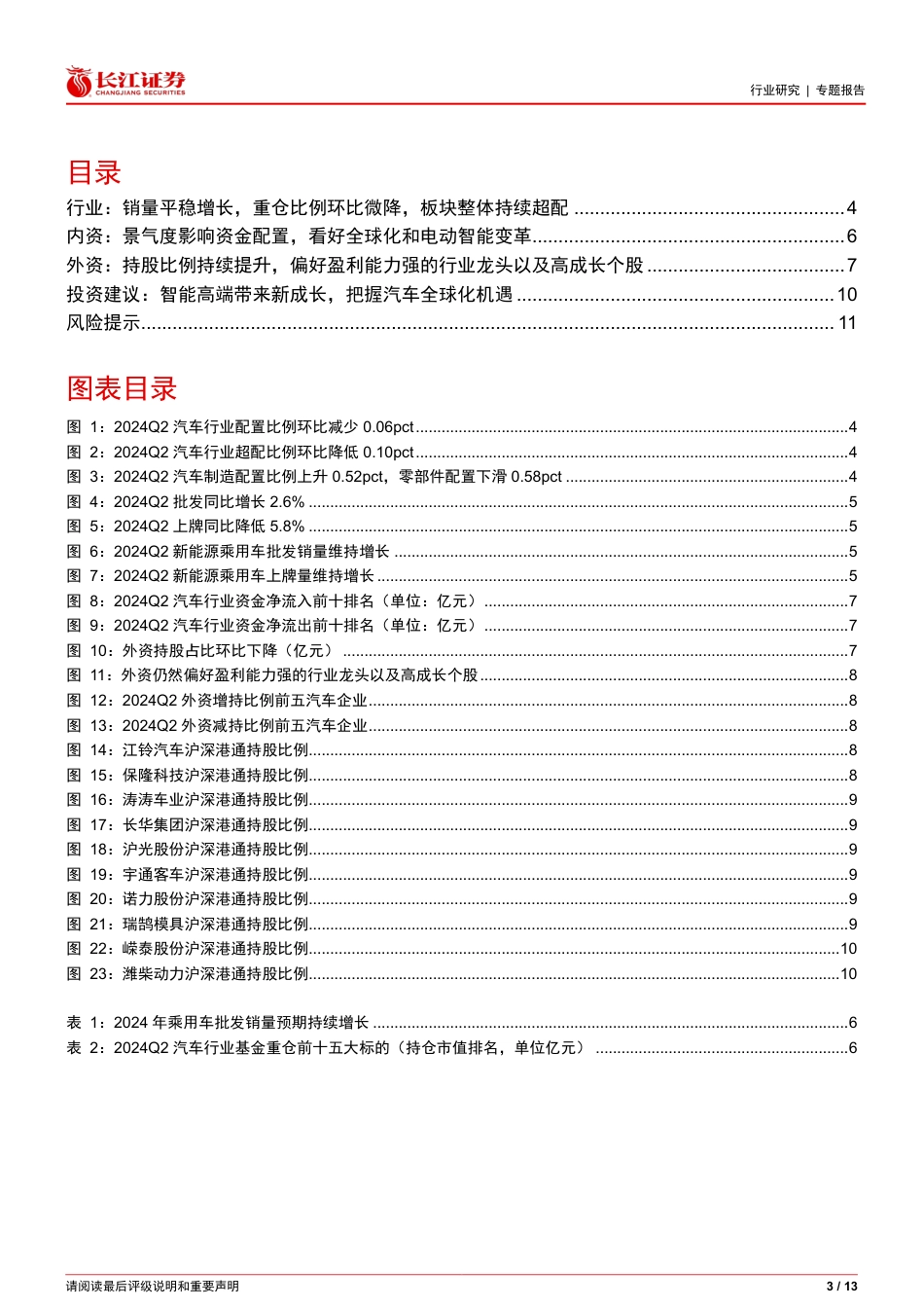 汽车行业二季度基金持仓分析：板块保持超配，龙头配置显著提升-240722-长江证券-13页_第3页