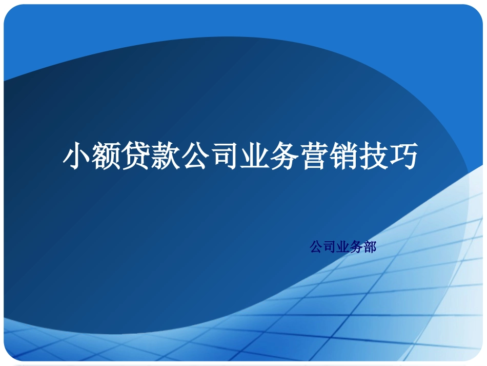 小额贷款公司营销技巧_第1页