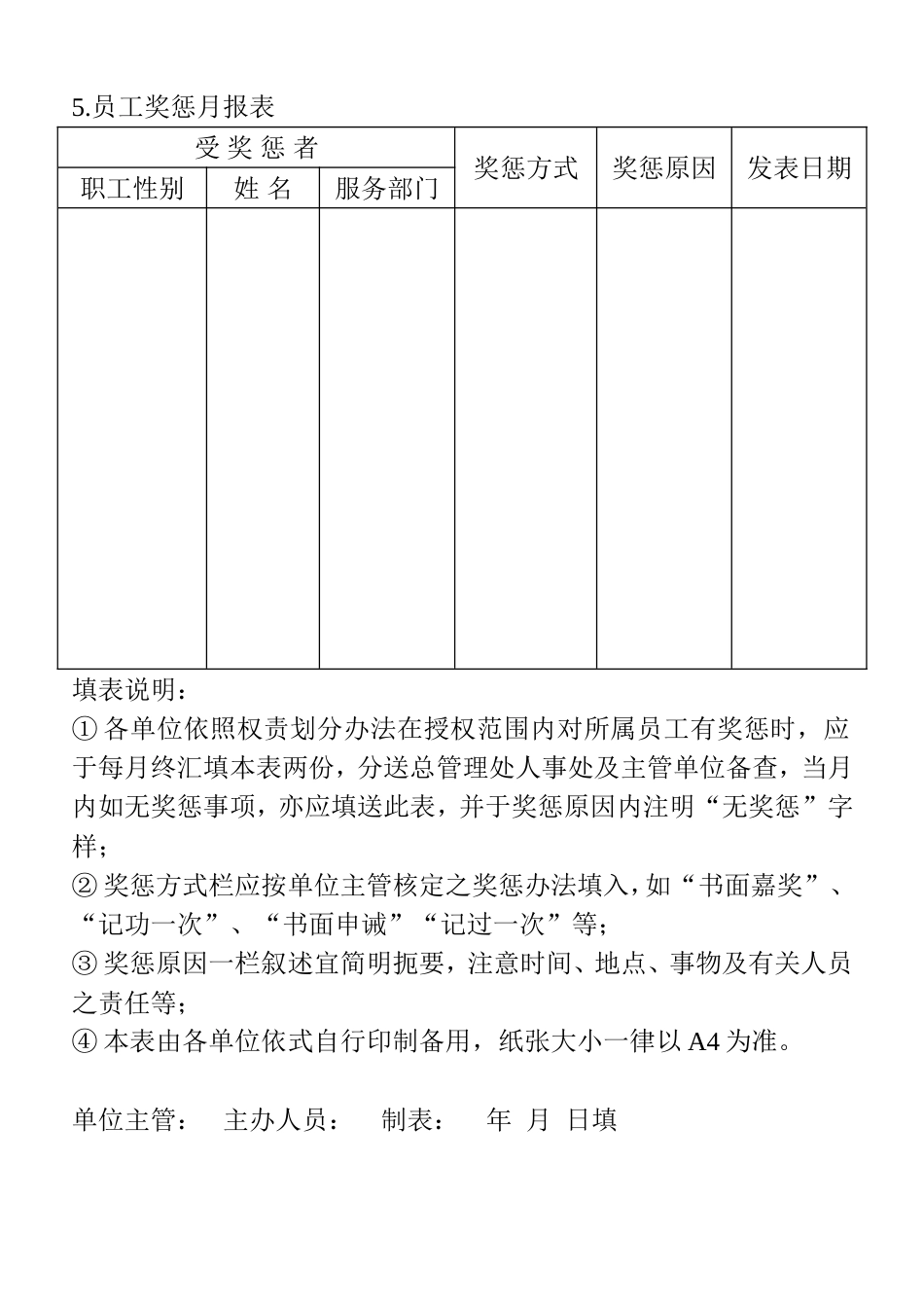 4.员工奖惩月报表_第1页