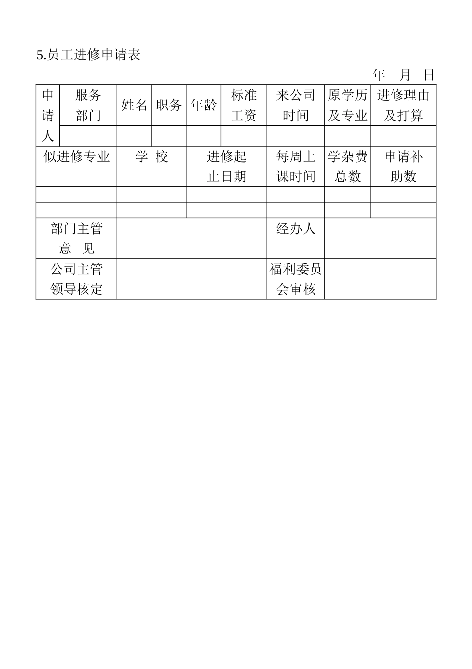 5.员工进修申请表_第1页