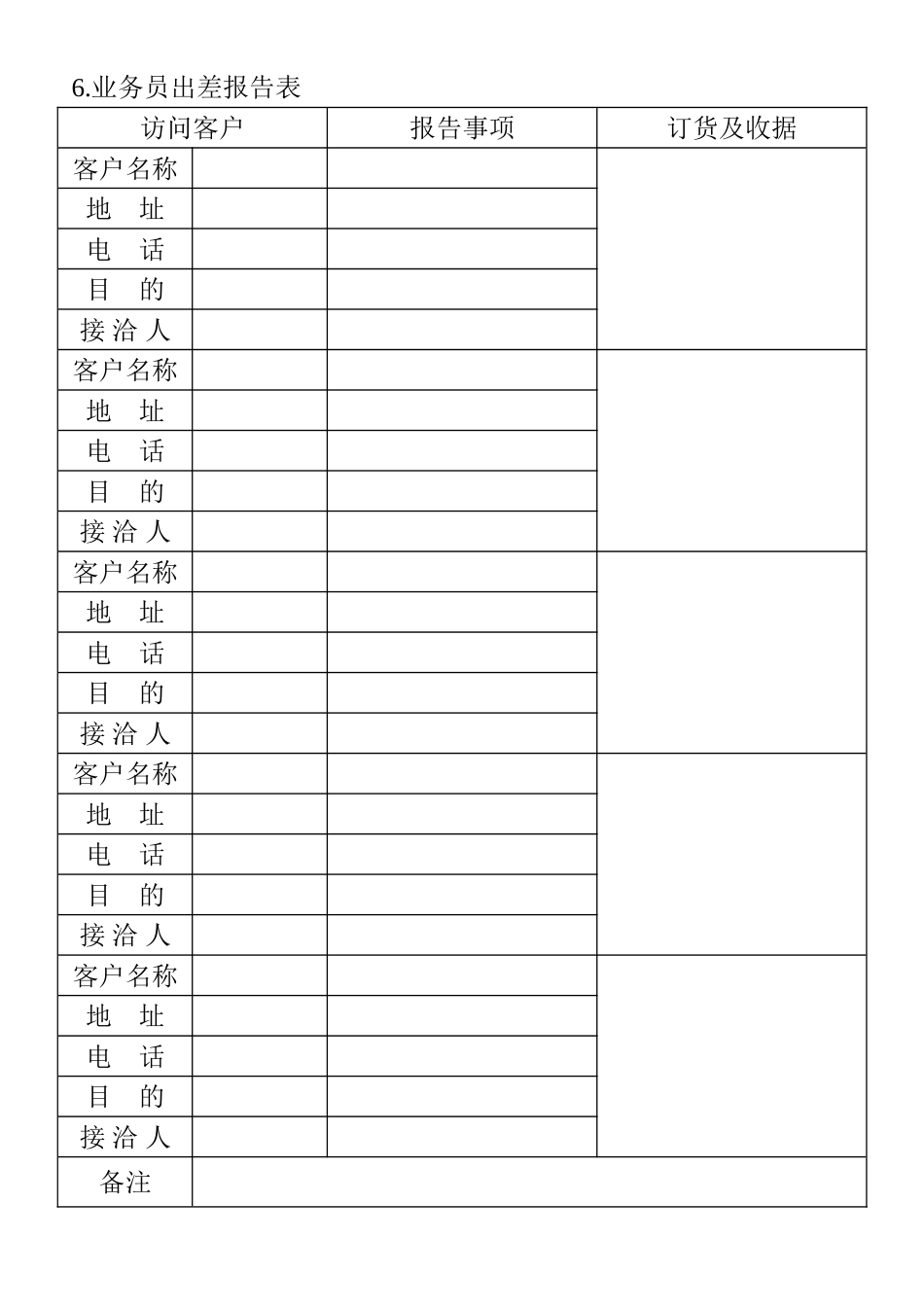 6.业务员出差报告表_第1页