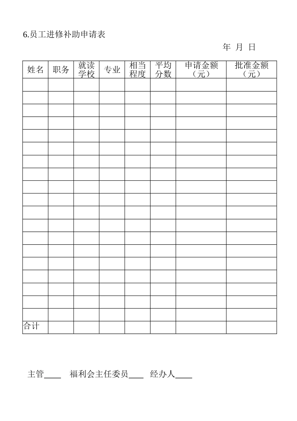 6.员工进修补助申请表_第1页