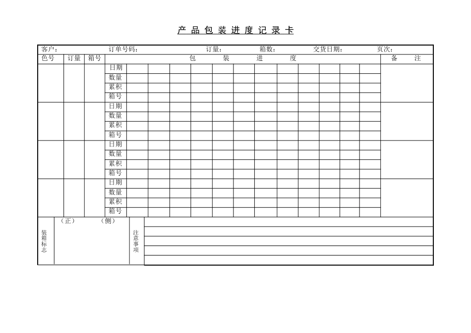 产品包装进度记录卡_第1页