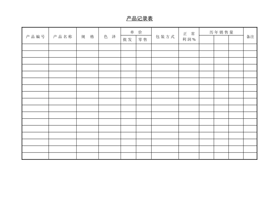 产品记录表_第1页