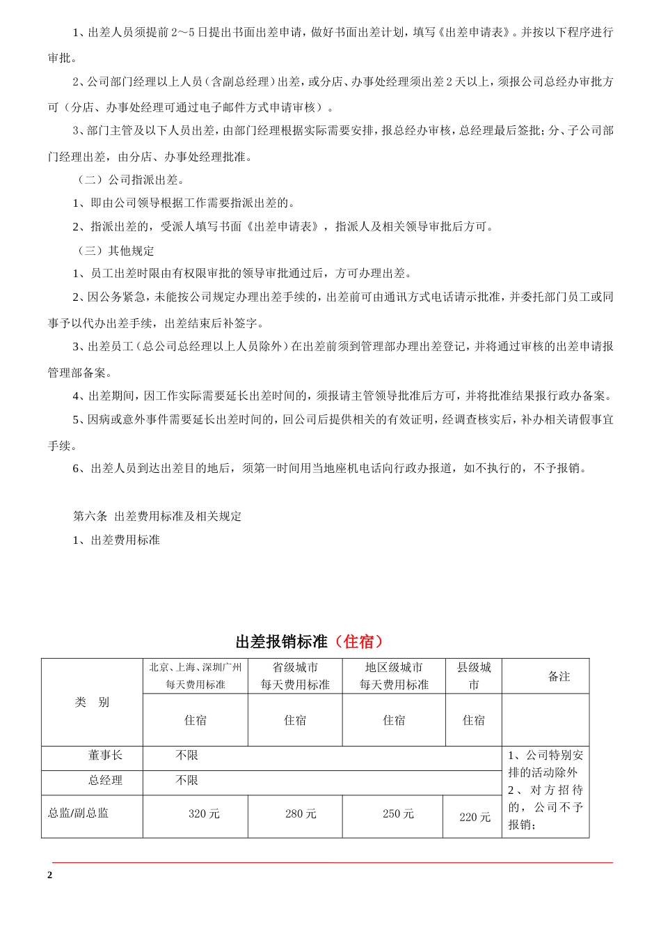 出差管理制度及出差标准（详细版）_第2页