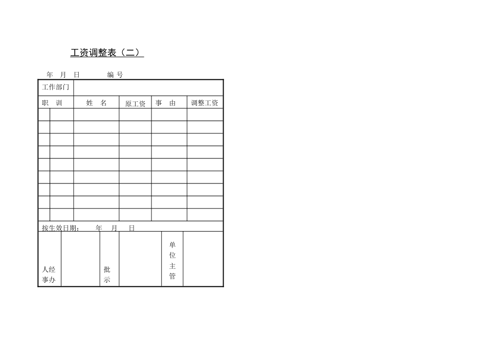 第四节 工资调整表（一）_第1页