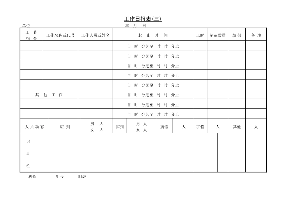 工作日报表〈三〉_第1页