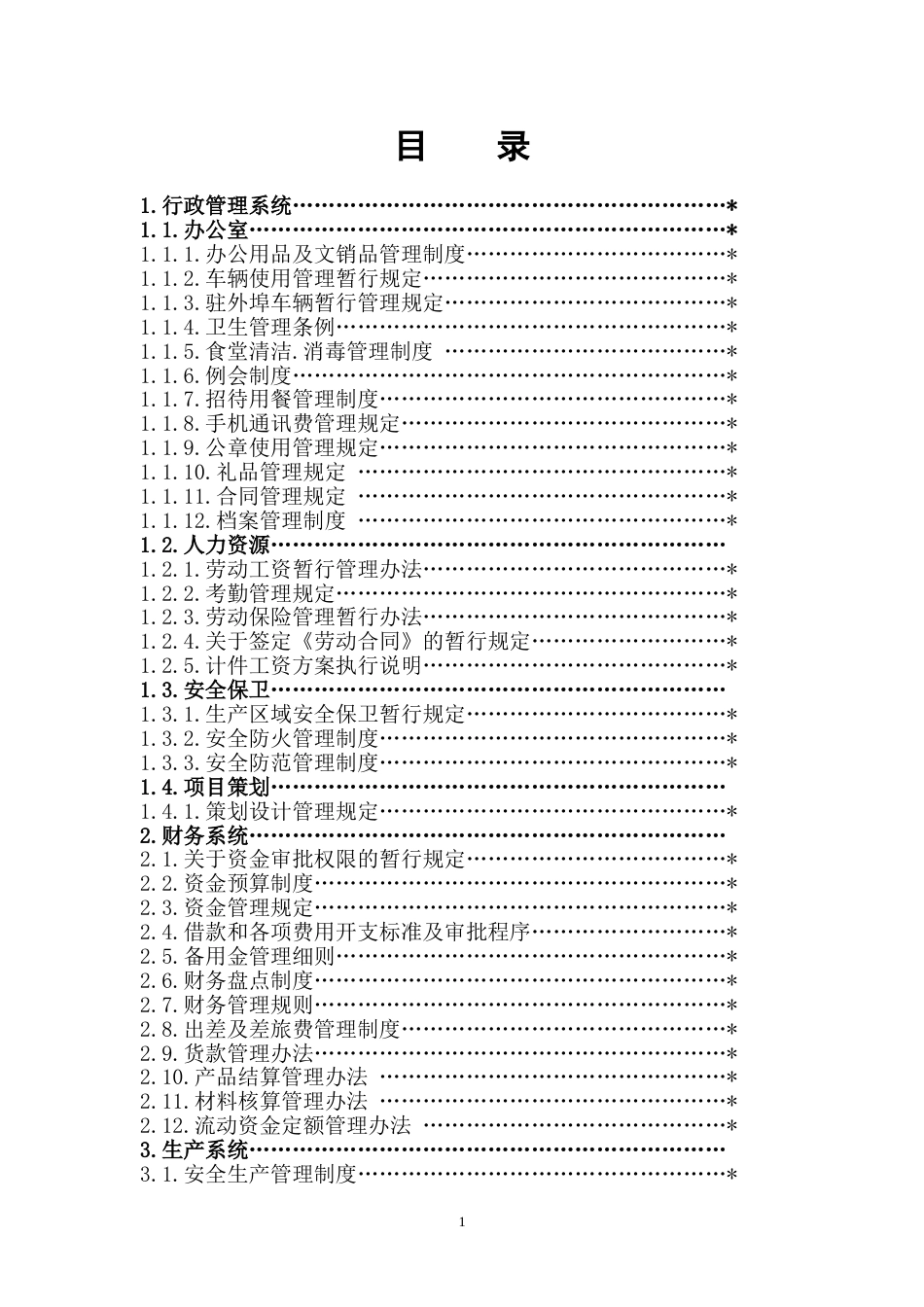 公司规章制度目录_第1页