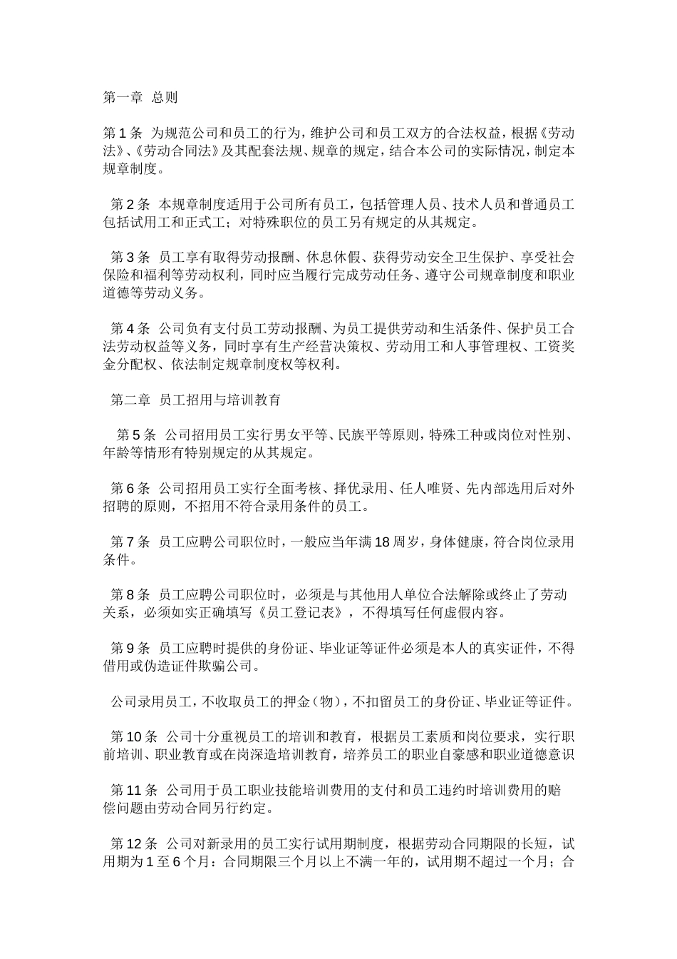 公司劳动管理规章制度_第2页