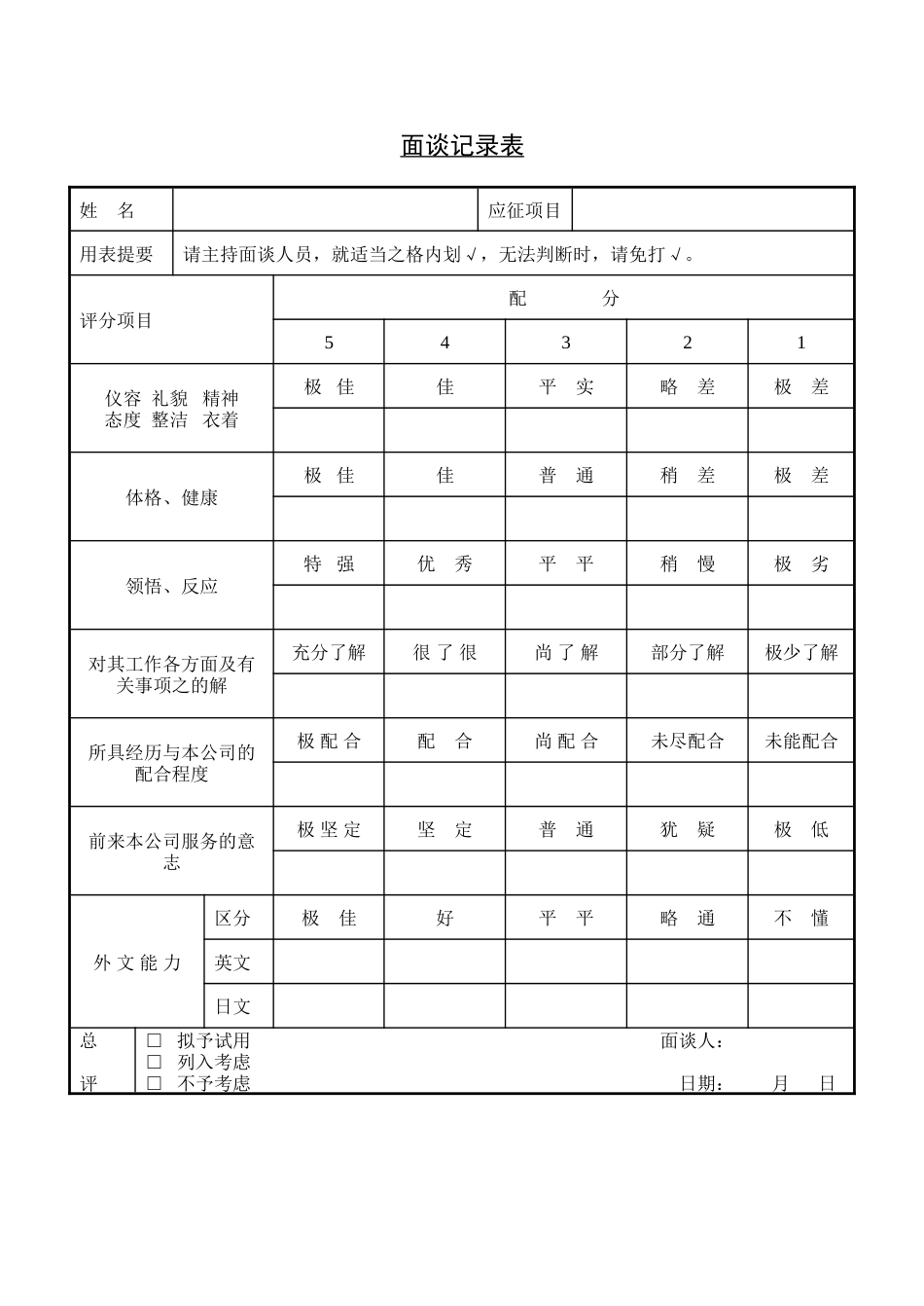 面谈记录表_第1页