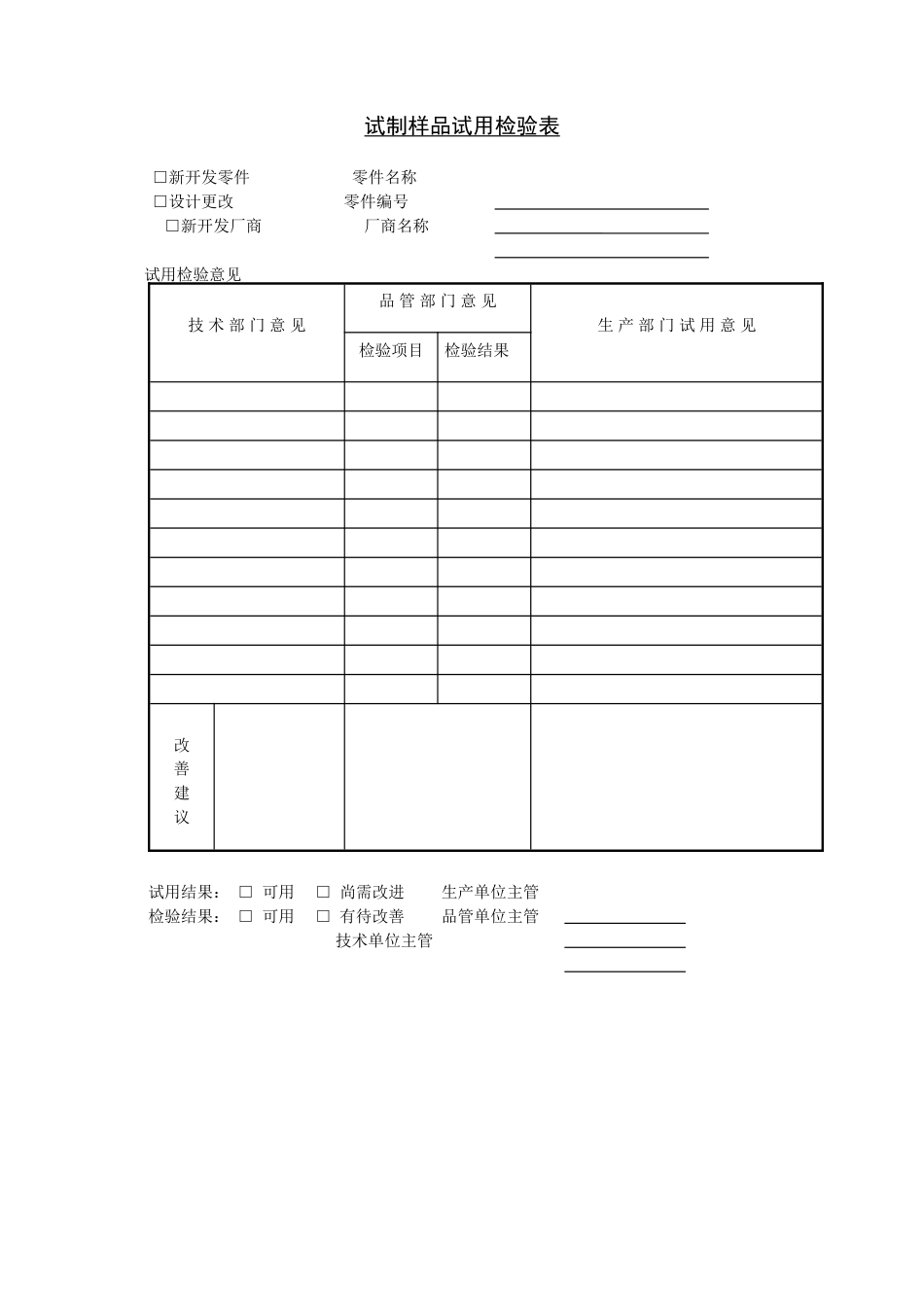 试制样品试用检验表_第1页