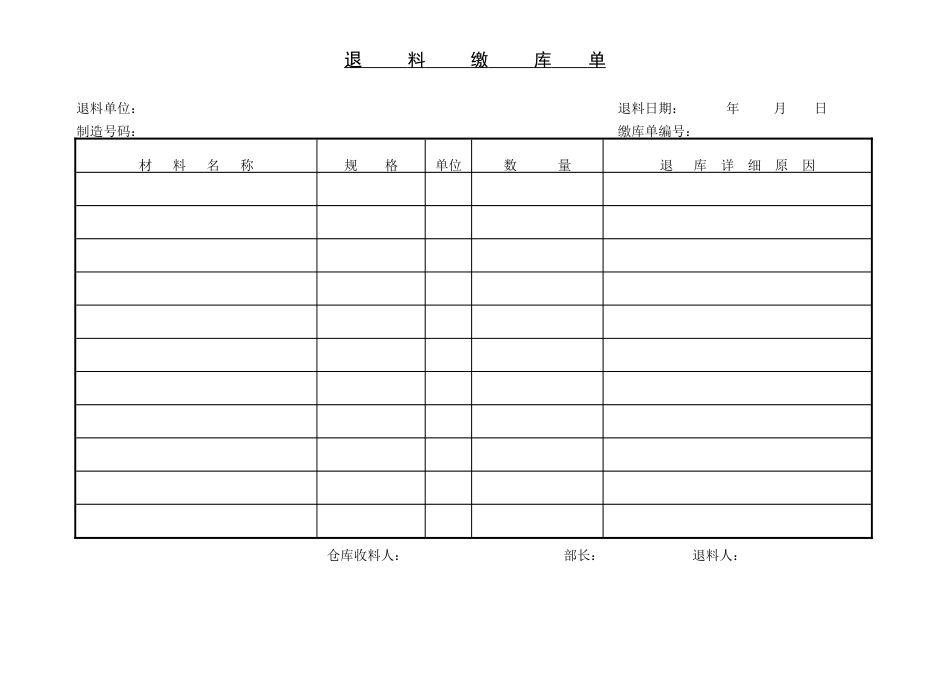 退料缴库单_第1页
