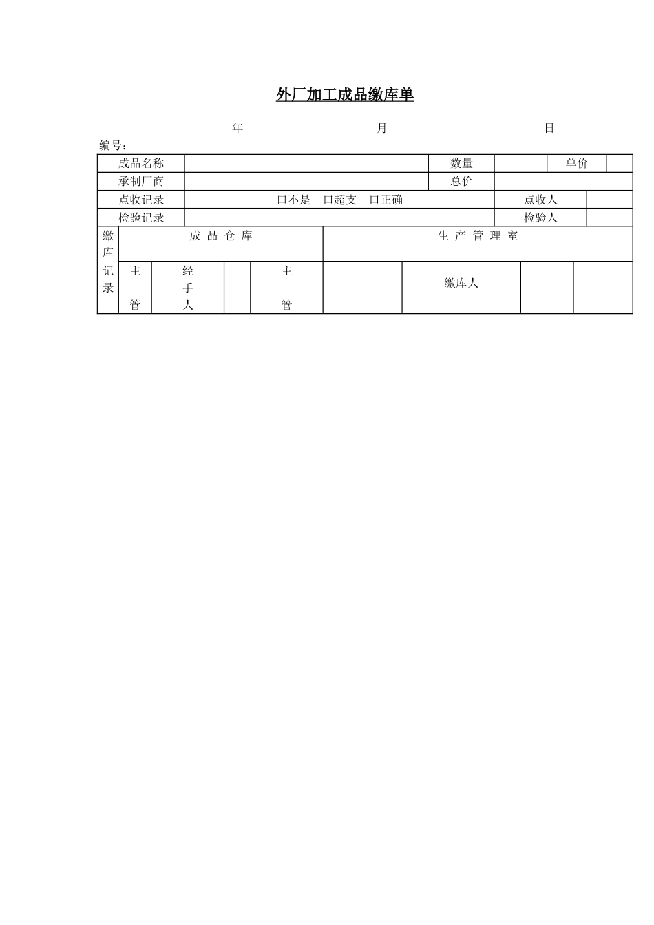 外厂加工成品缴库单_第1页