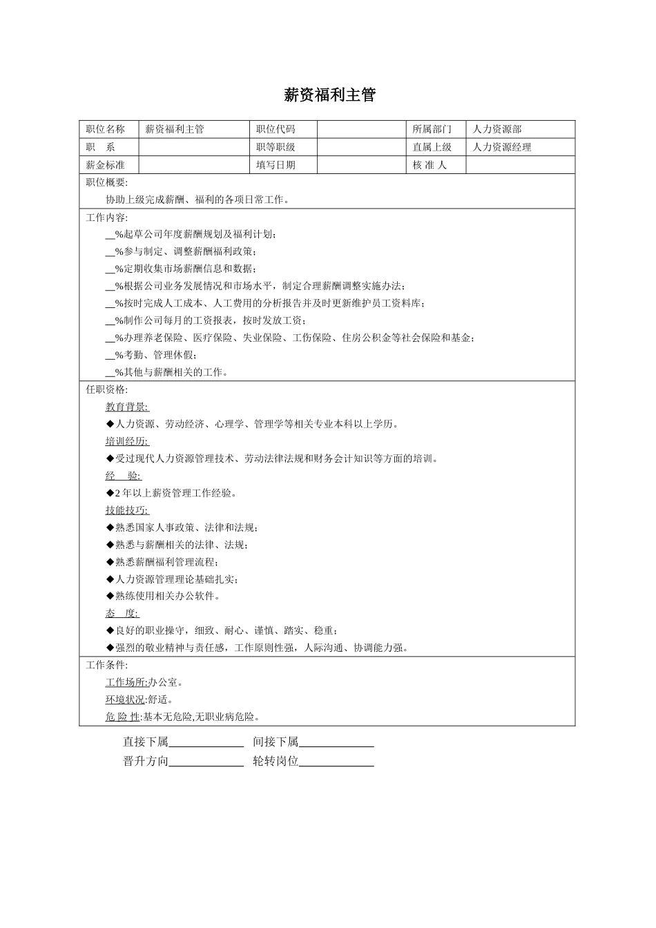 薪资福利主管_第1页