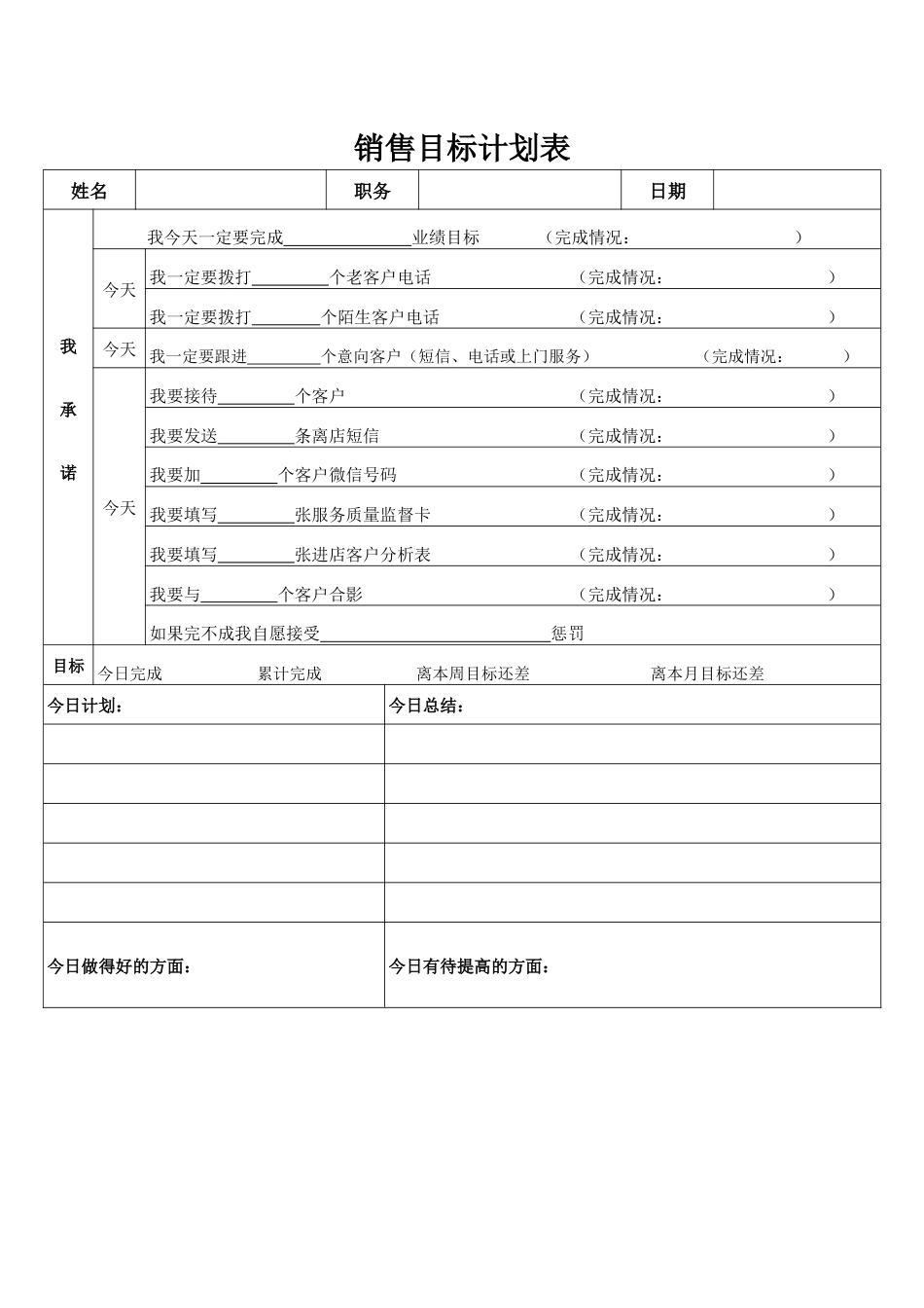 销售目标计划表模板_第1页