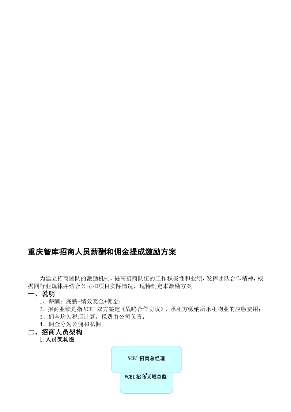 重庆智库招商人员薪酬和佣金提成激励方案_第1页