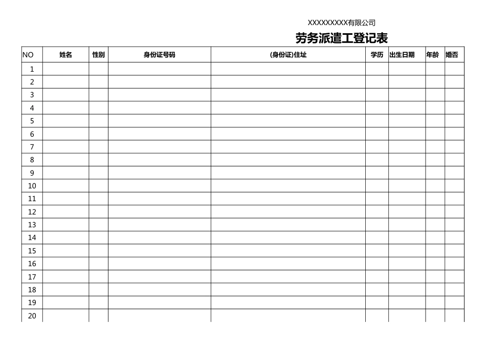 劳务派遣工登记表_第1页