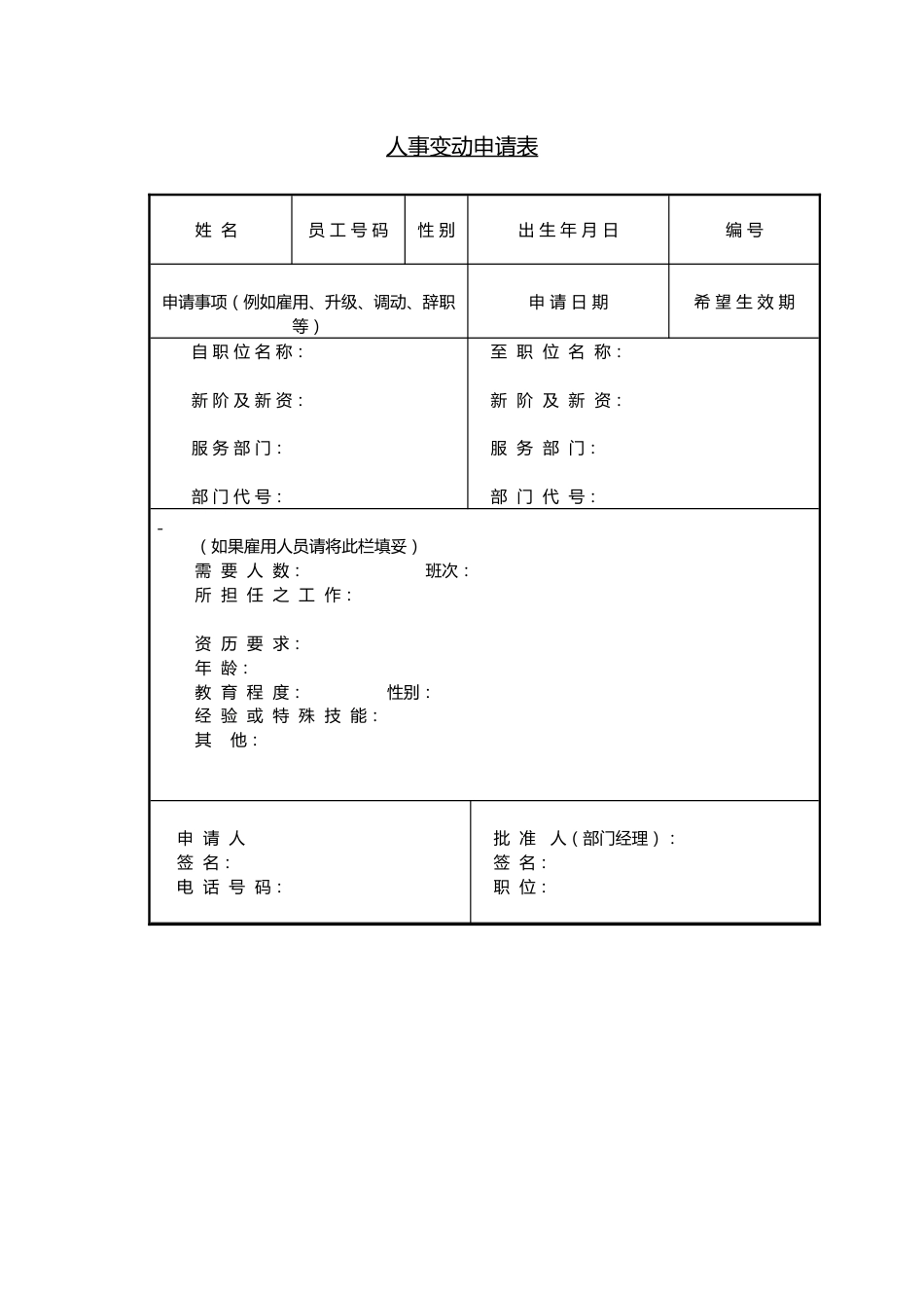 人事变动申请表 (2)_第1页