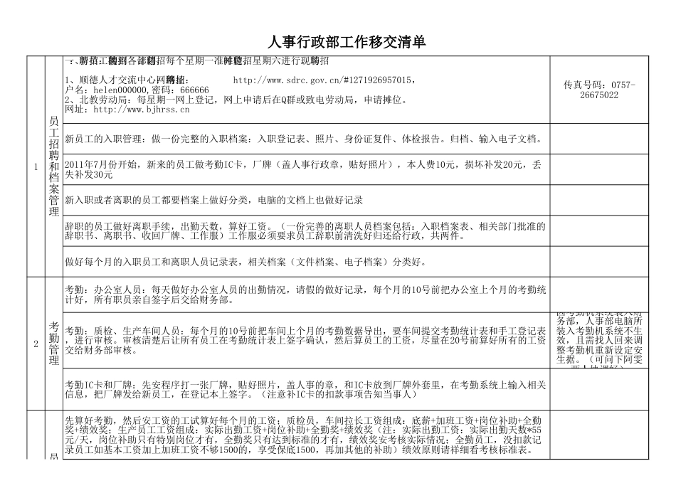 人事行政工作移交表_第1页