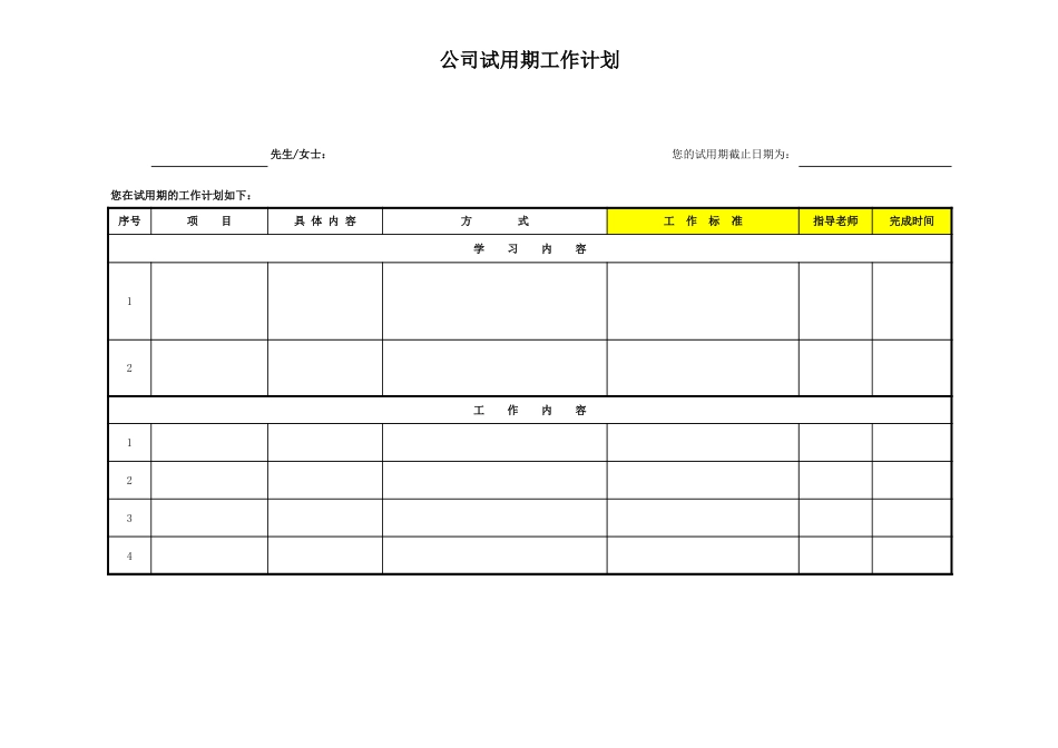 试用期工作计划表_第1页