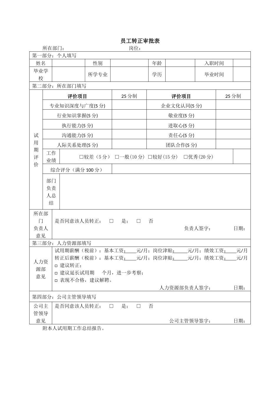 新入职员工转正审批表_第1页