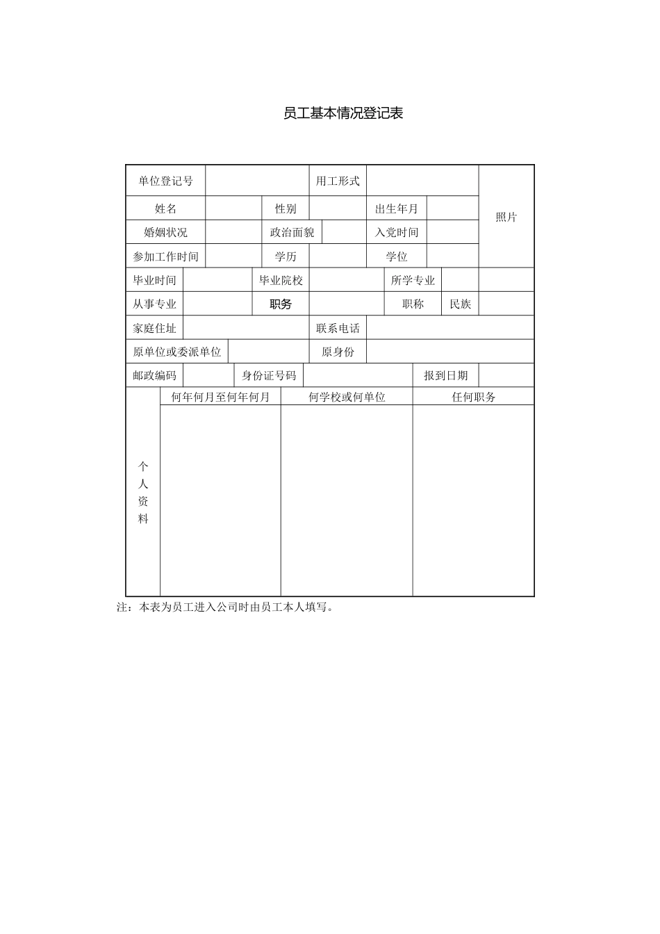 员工基本情况登记表_第1页