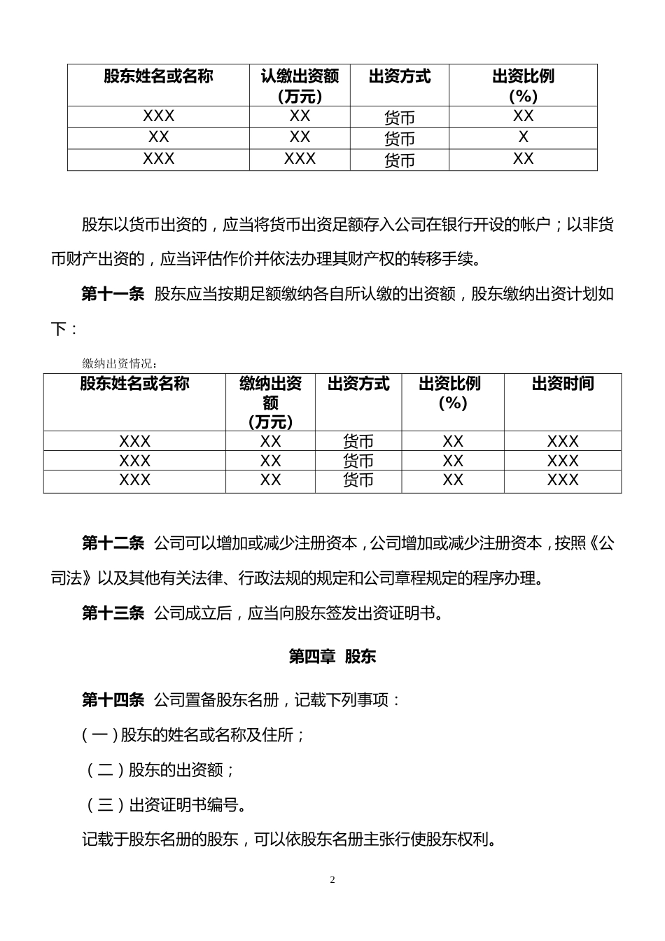 xxx公司章程_第2页