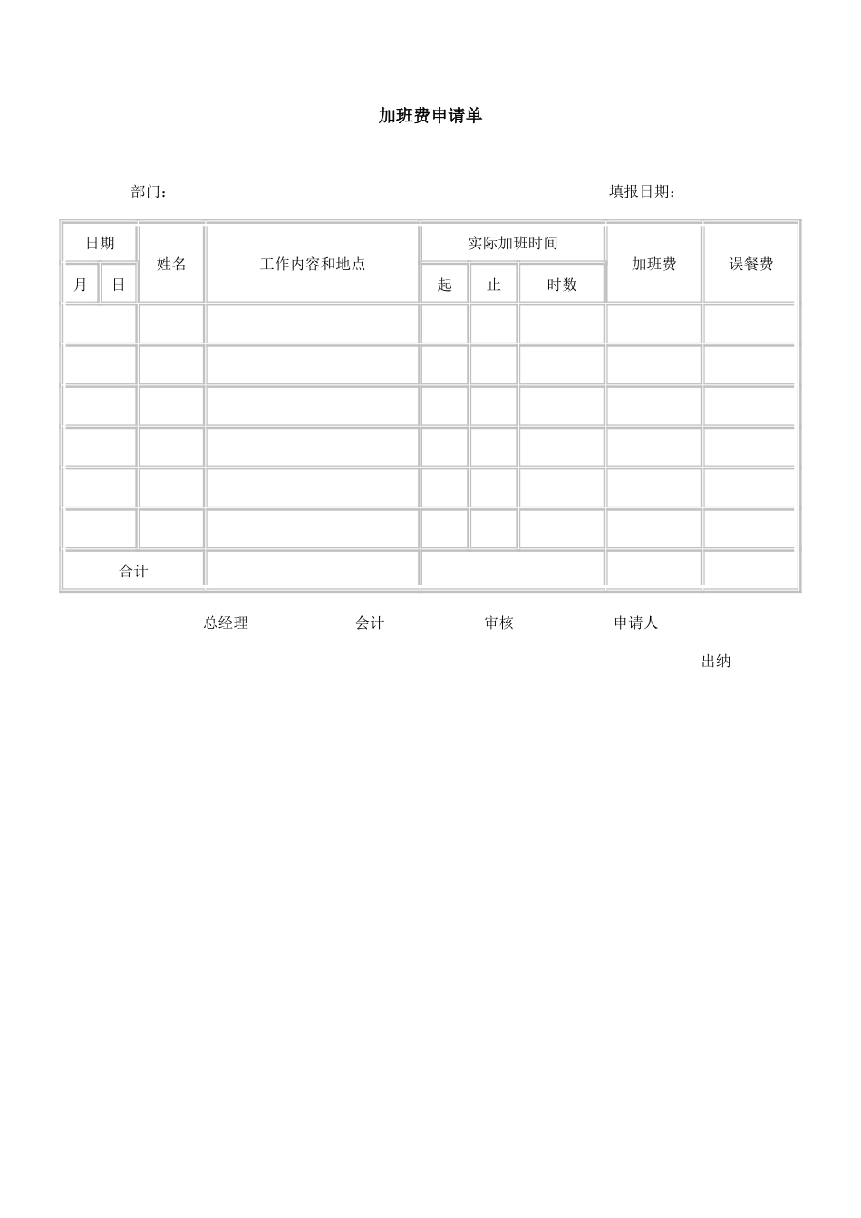 2加班费申请单-模板_第1页