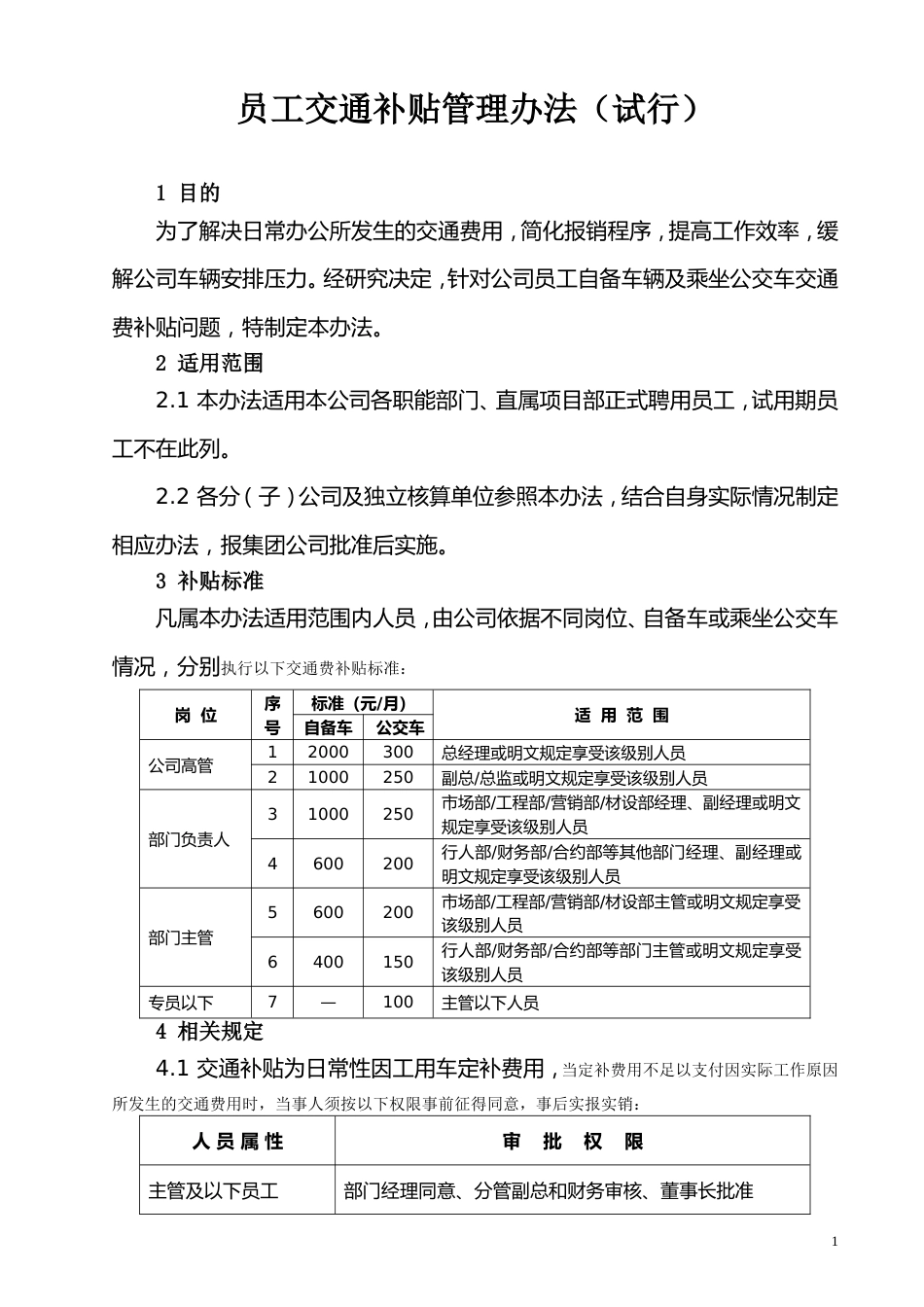 交通费补贴办法 (1)_第1页