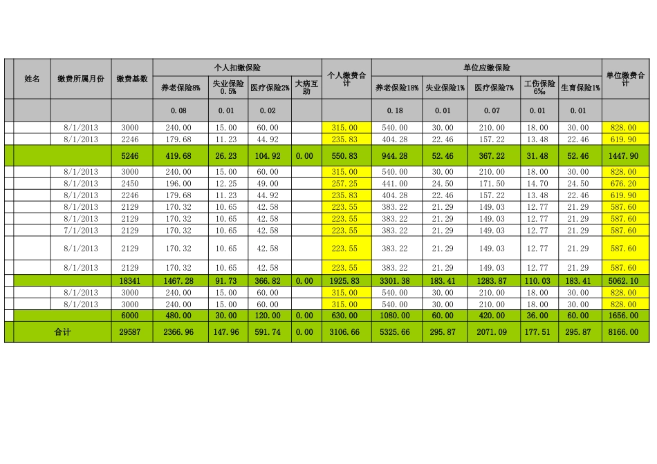 缴纳五险一金台账_第1页