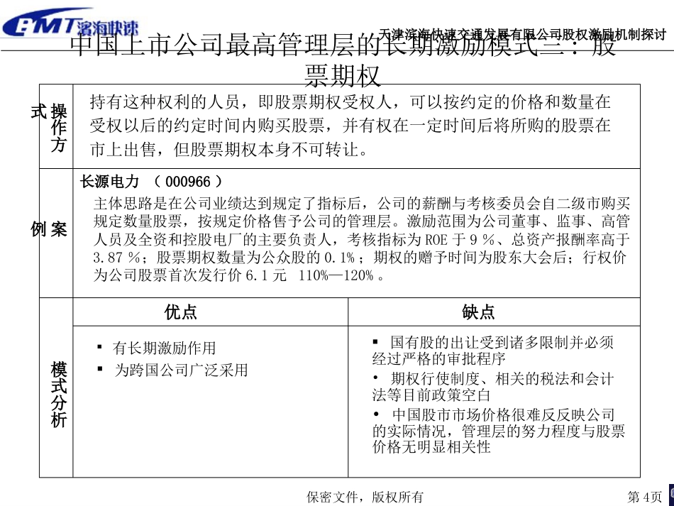 天津滨海快速交通发展有限公司股权激励机制探讨2_第4页