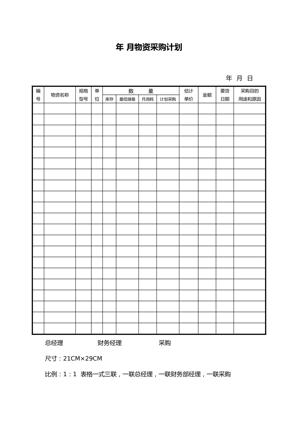 333 年月物资采购计划-1页_第1页