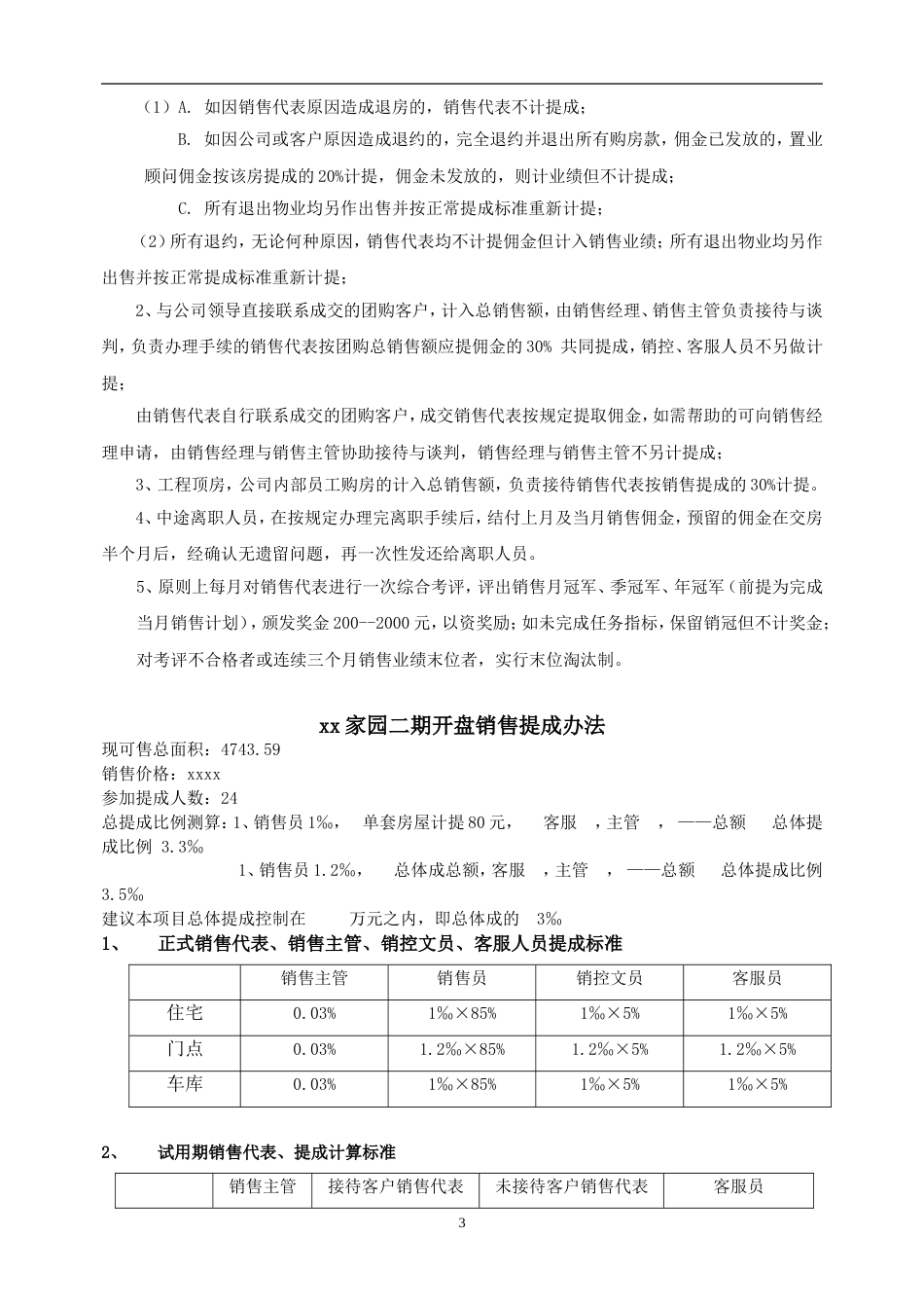 房地产销售部、策划部绩效考核与提成管理办_第3页