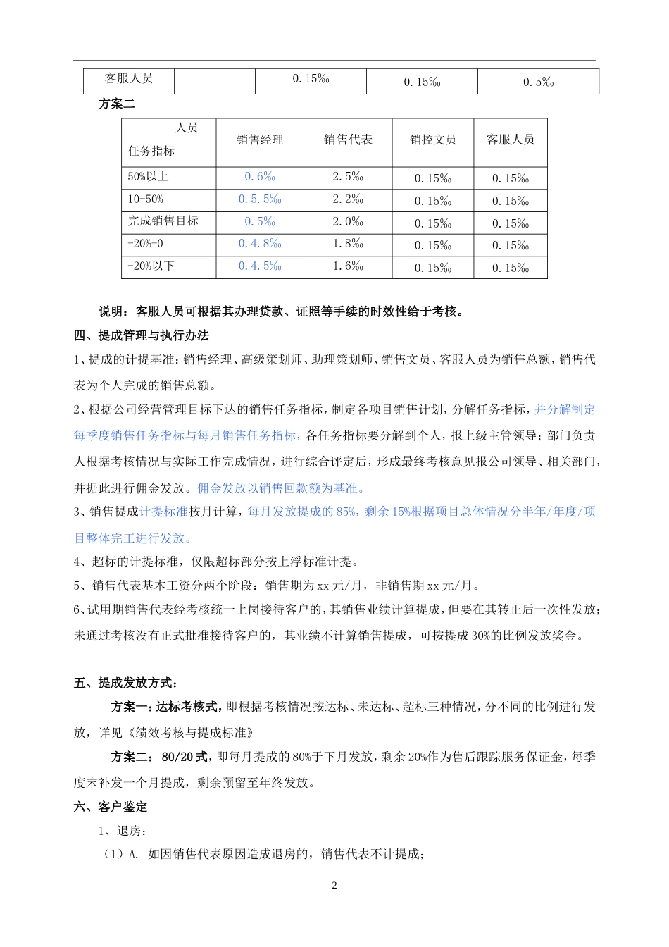 房地产销售部、策划部绩效考核与提成管理办法_第2页