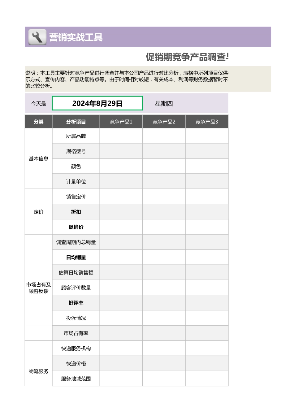 促销期竞争产品调查与比较分析表1_第1页