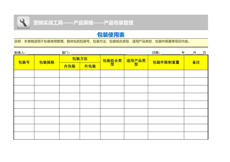 包装使用表_第1页